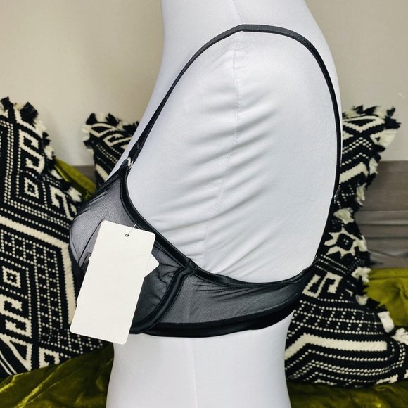 Simone Perele Implicite Bra 32D Black Mesh Sheer Unpadded See Through Underwire - Picture 4 of 9